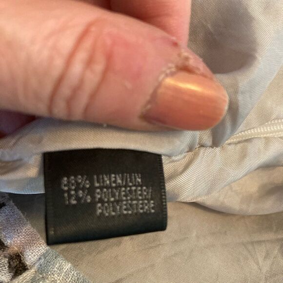 Lafayette 148 trumpet skirt in muted modern pastel print lined linen blend - Picture 5 of 8